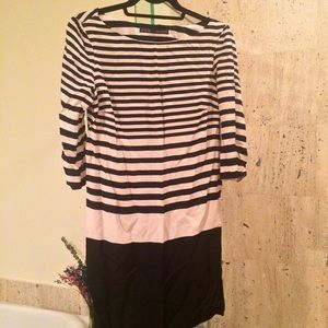Zara Cream and Black Striped Dress